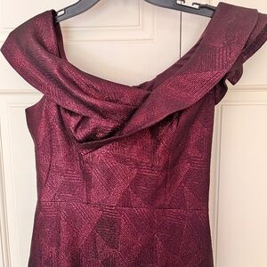 Rickie Freeman by Teri Jon Purple Metallic Jacquard Dress Size 6